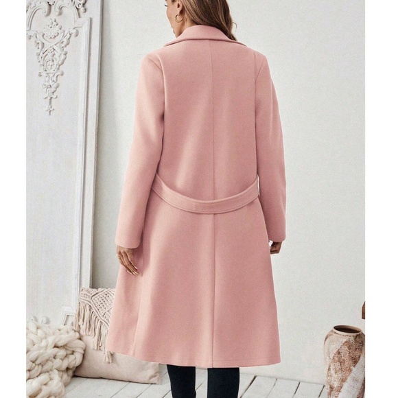 Classic Pink Button up Pockets Loose Fit Coat Jacket - Picture 2 of 7